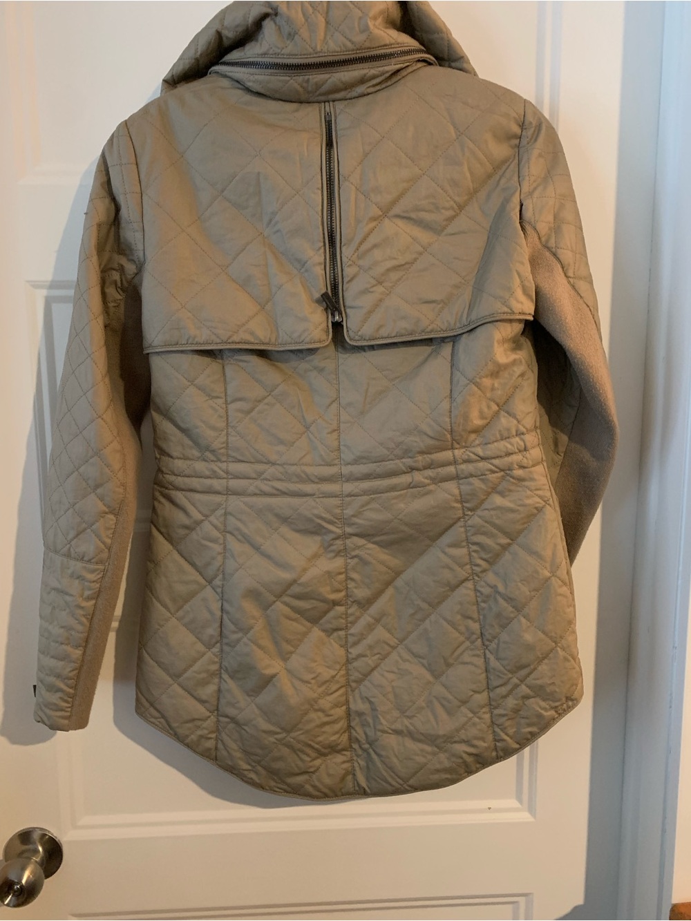 BCBG Max Azria ,  Women's Quilted Tan 3 season Jacket with High Collar/hood